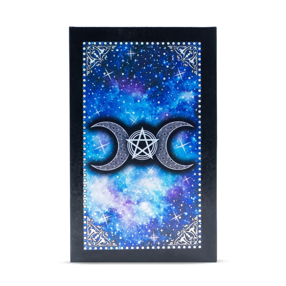 Tarot bleu à la feuille, face de lune, avec livret : Modèle unique