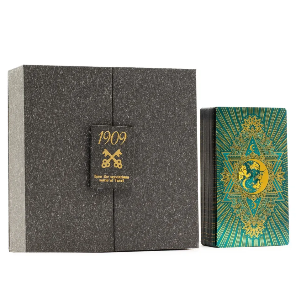 Tarot or et turquoise à la feuille, coffret cadeau : Modèle unique