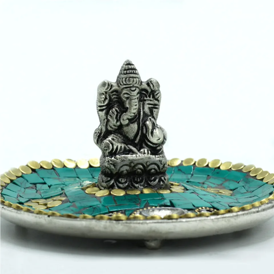 Assiette Ganesh tibétaine pour cônes et bâtonnets : Modèle unique