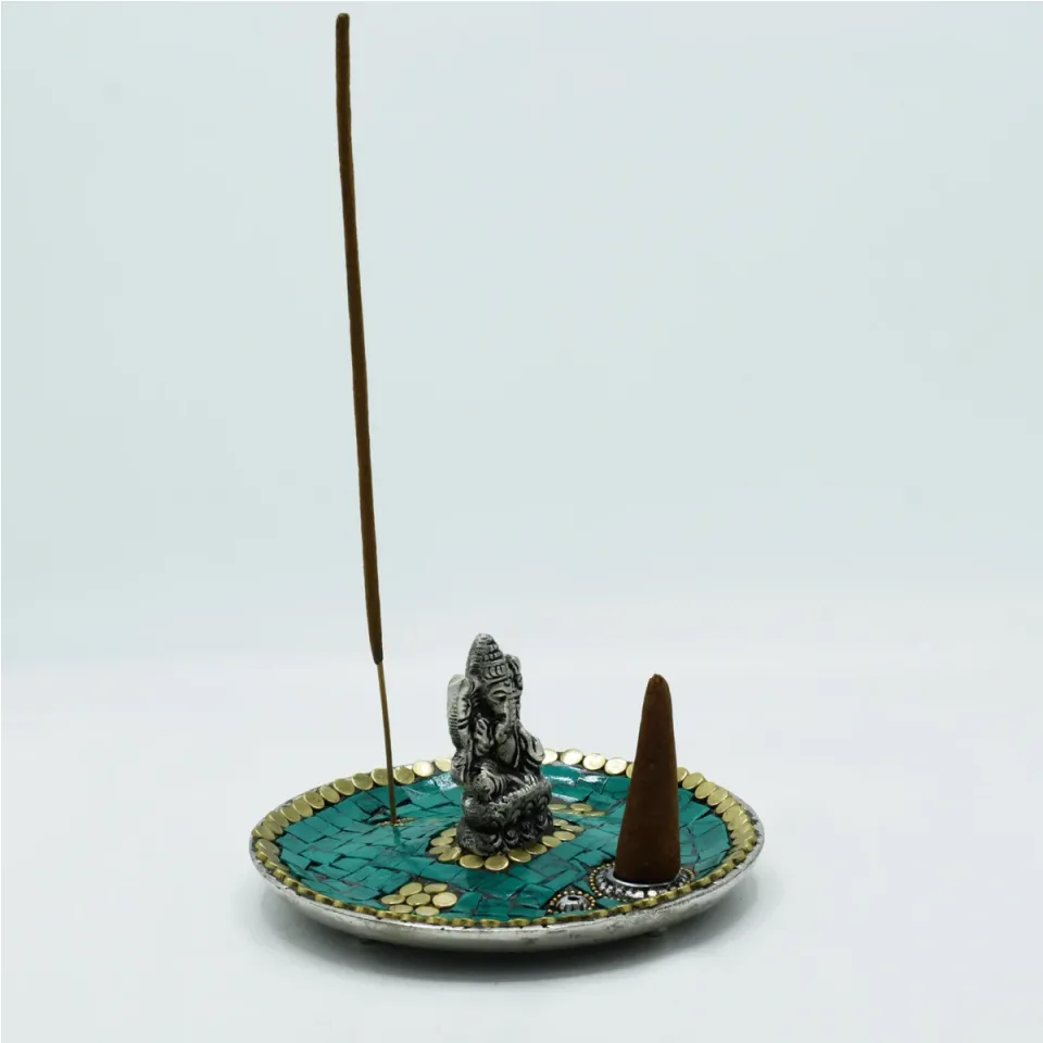 Assiette Ganesh tibétaine pour cônes et bâtonnets : Modèle unique