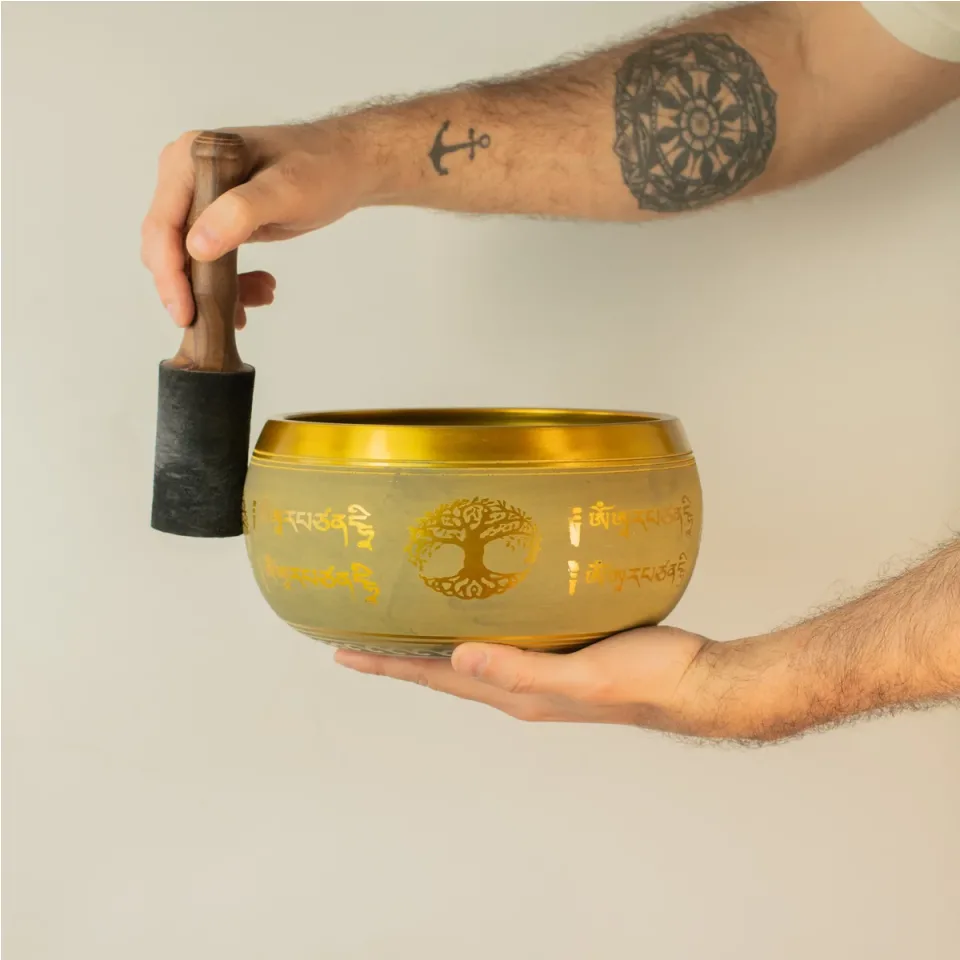 Grand bol en aluminium, arbre de vie de Bouddha, cuivré (19 cm) : Modèle unique