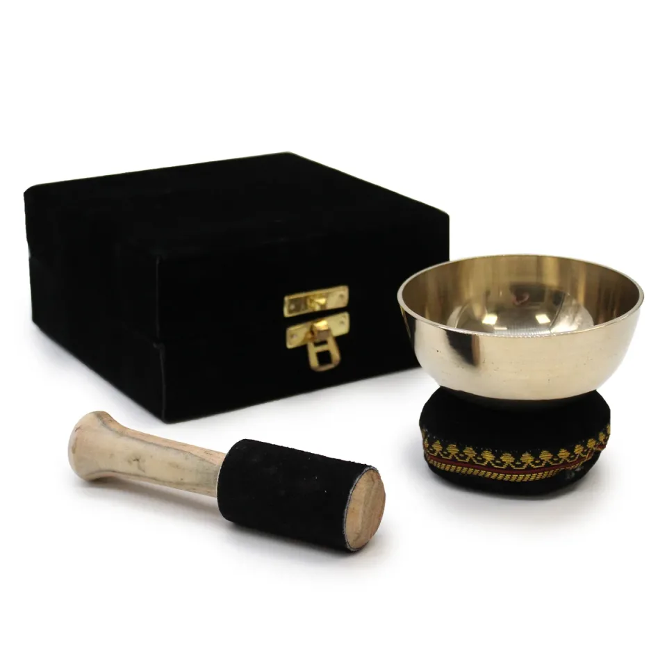 Coffret cadeau bol chantant en laiton, 9 cm : Modèle unique