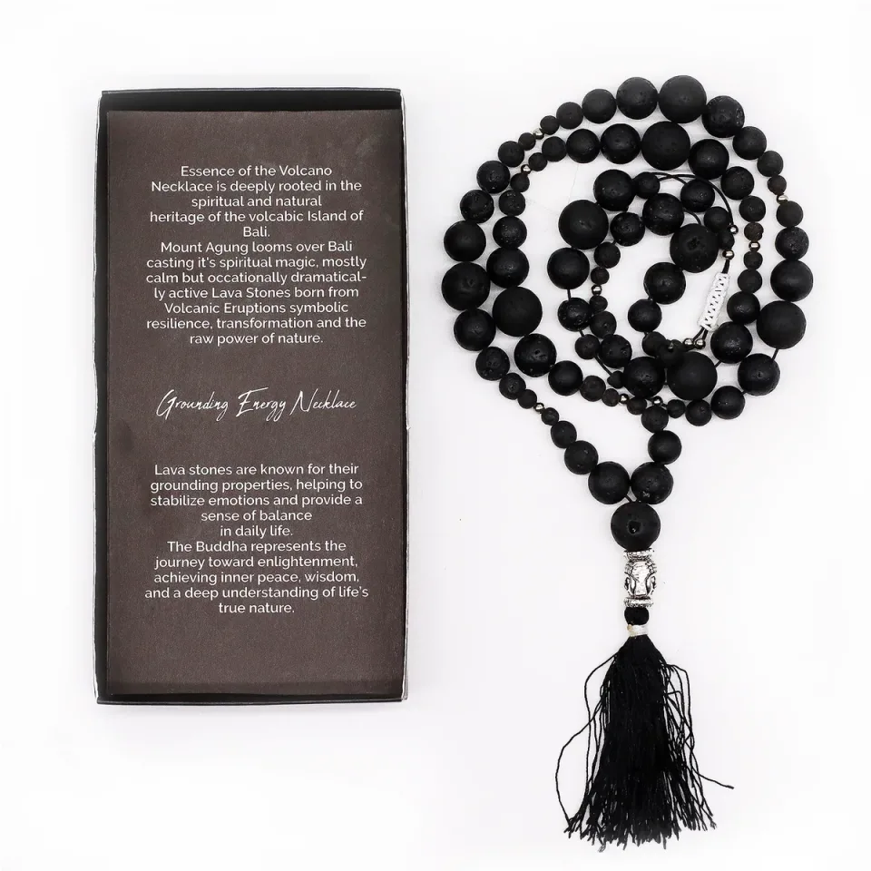 Collier en pierre de lave de Bali, Modèle 1, ancrage : Modèle unique