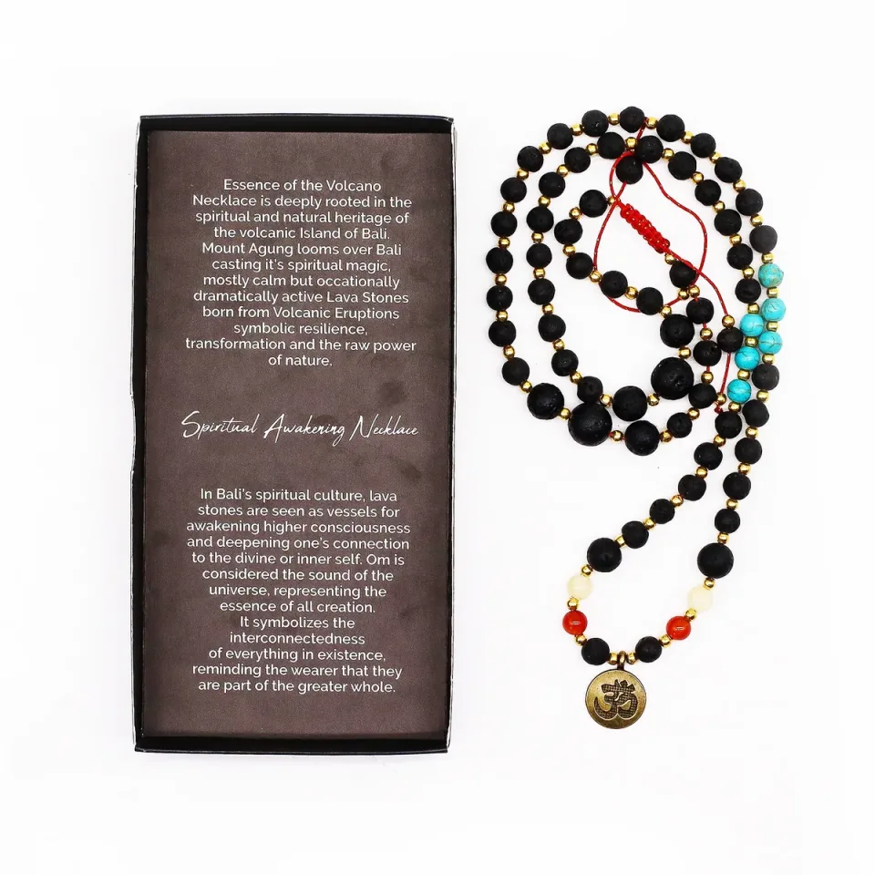 Collier en pierre de lave de Bali, Modèle 4, éveil spirituel : Modèle unique