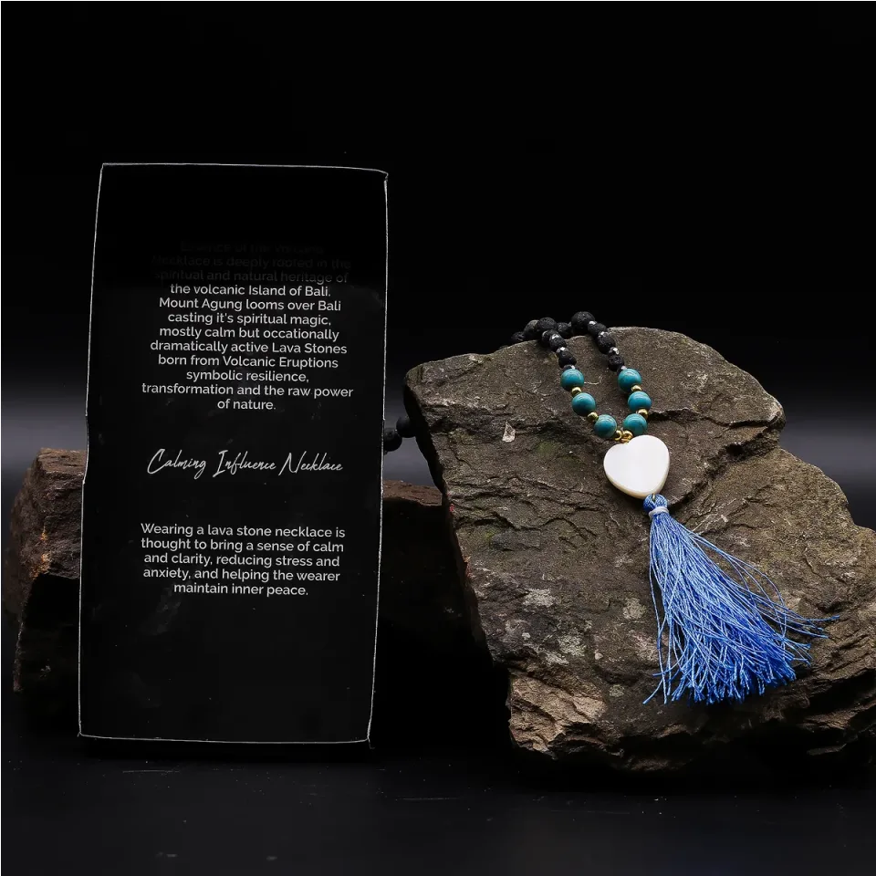 Collier en pierre de lave de Bali, Modèle 7, apaisement : Modèle unique