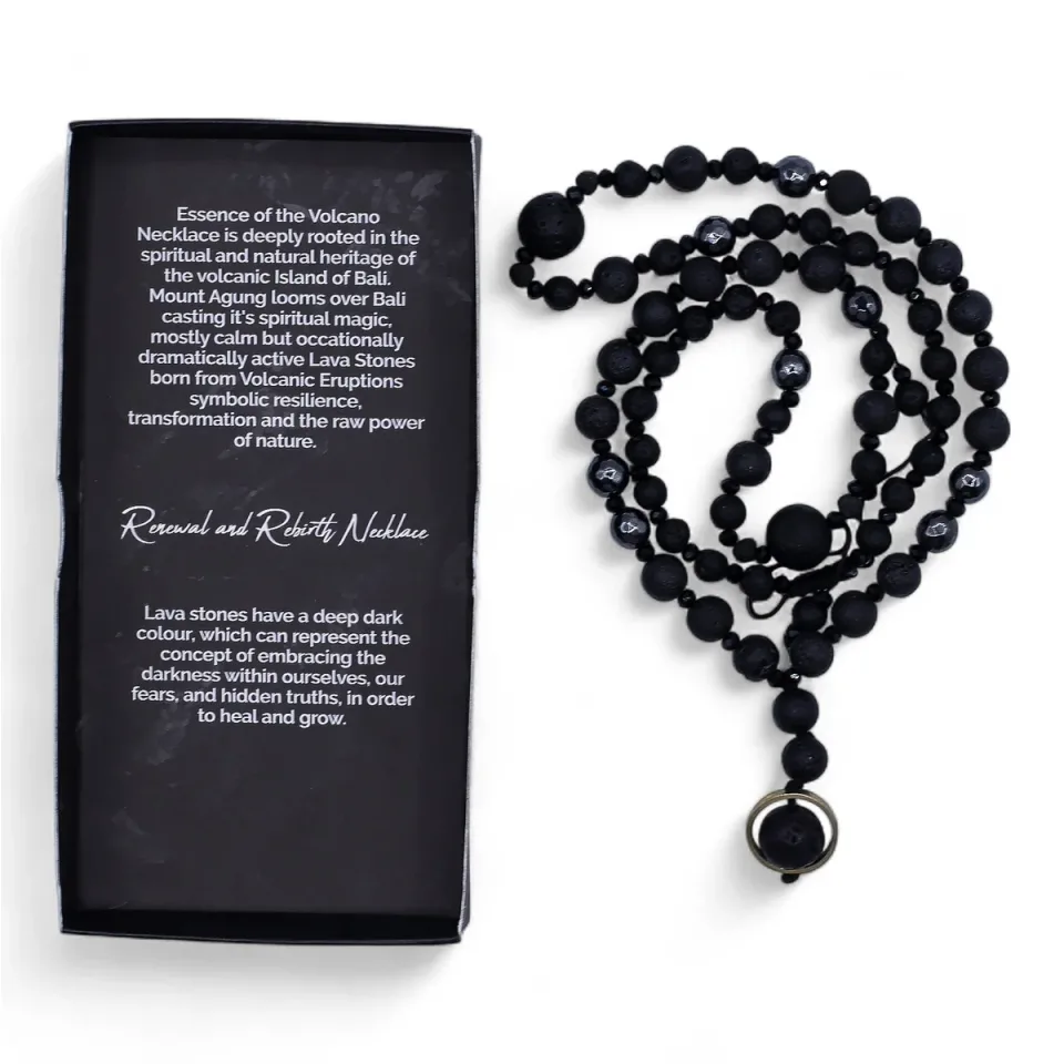 Collier en pierre de lave de Bali, Modèle 8, renouveau : Modèle unique