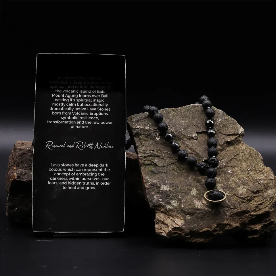 Collier en pierre de lave de Bali, Modèle 8, renouveau : Modèle unique