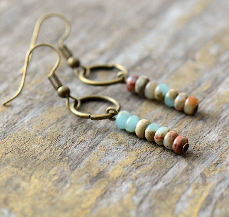 Boucles d&rsquo;Oreilles Pierre Naturelle « 7 Chakras » Bijoux pierre naturelle Boucles d'oreilles pierre naturelle
