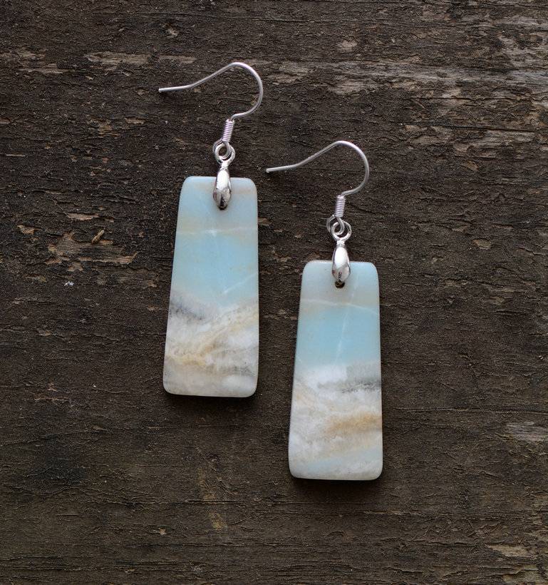 Boucles D&rsquo;oreilles Pierre Naturelle « Amazonite » Bijoux pierre naturelle Boucles d'oreilles pierre naturelle