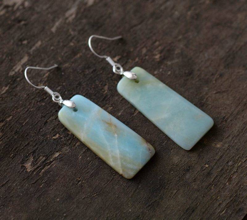 Boucles D&rsquo;oreilles Pierre Naturelle « Amazonite » Bijoux pierre naturelle Boucles d'oreilles pierre naturelle