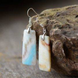 Boucles D&rsquo;oreilles Pierre Naturelle « Amazonite » Bijoux pierre naturelle Boucles d'oreilles pierre naturelle