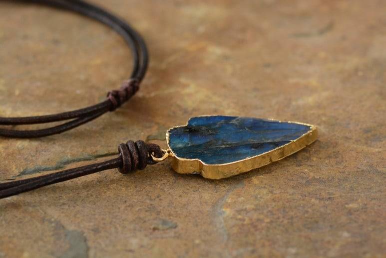 Collier Labradorite « Flèche » Bijoux pierre naturelle Collier pierre naturelle