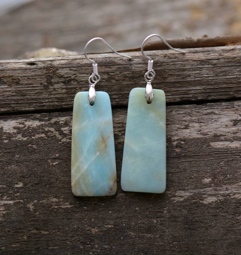 Boucles D&rsquo;oreilles Pierre Naturelle « Amazonite » Bijoux pierre naturelle Boucles d'oreilles pierre naturelle