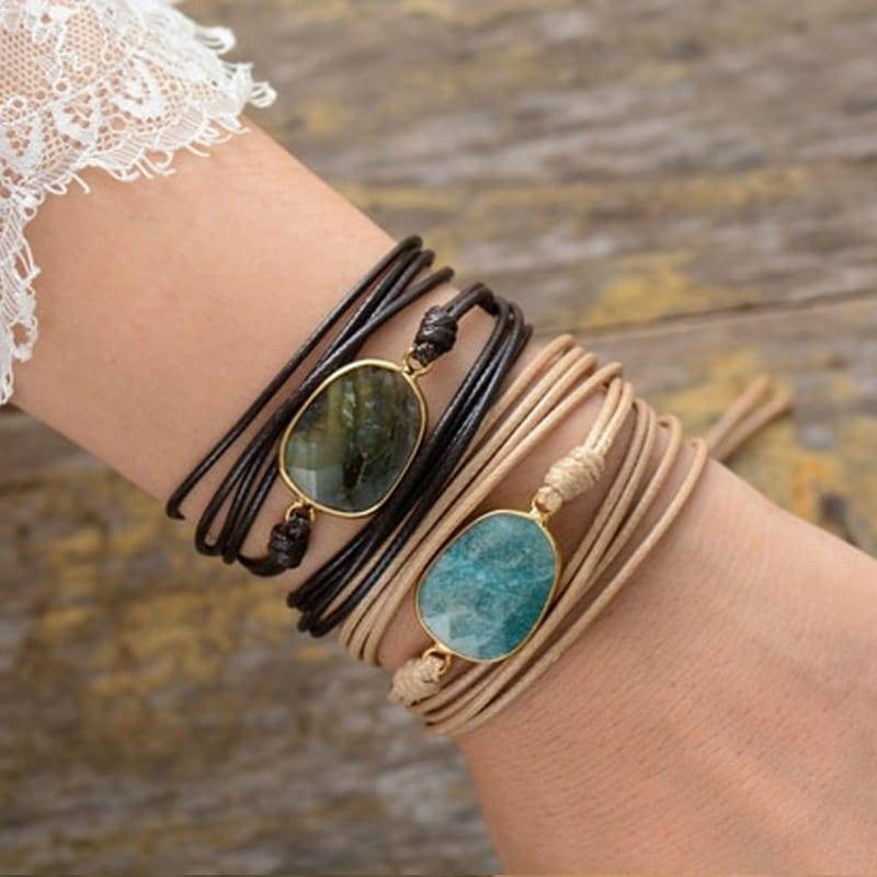 Bracelet de Labradorite Bijoux pierre naturelle Bracelet pierre naturelle