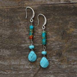 Boucles D&rsquo;oreilles Pierre Naturelle « Turquoise » Bijoux pierre naturelle Boucles d'oreilles pierre naturelle