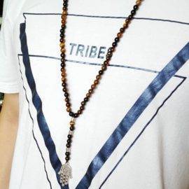 Collier Mala Œil de Tigre Bijoux pierre naturelle Collier pierre naturelle
