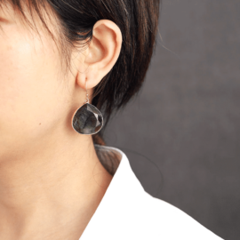 Boucles d&rsquo;Oreilles Pierre Naturelle « Labradorite » Bijoux pierre naturelle Boucles d'oreilles pierre naturelle
