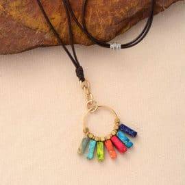 Collier 7 Chakras Bijoux pierre naturelle Collier pierre naturelle