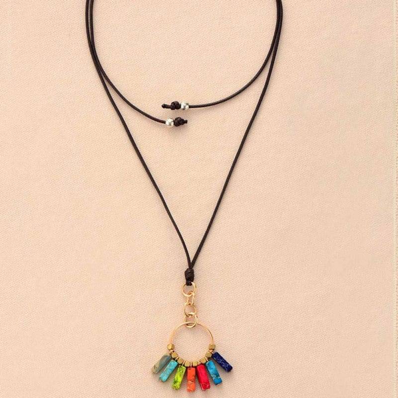 Collier 7 Chakras Bijoux pierre naturelle Collier pierre naturelle