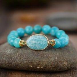 Bracelet d&rsquo;Amazonite bleue Bijoux pierre naturelle Bracelet pierre naturelle
