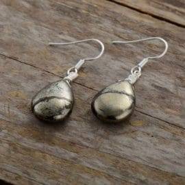 Boucles d&rsquo;Oreilles Pierre Naturelle « Pyrite » Bijoux pierre naturelle Boucles d'oreilles pierre naturelle