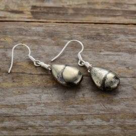 Boucles d&rsquo;Oreilles Pierre Naturelle « Pyrite » Bijoux pierre naturelle Boucles d'oreilles pierre naturelle