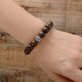 Bracelet Mala Tibétain en Bronzite Bijoux homme en pierre naturelle Bijoux pierre naturelle Bracelet pierre naturelle