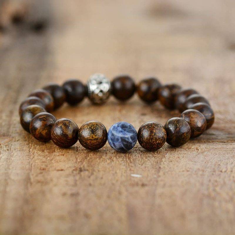 Bracelet Mala Tibétain en Bronzite Bijoux homme en pierre naturelle Bijoux pierre naturelle Bracelet pierre naturelle