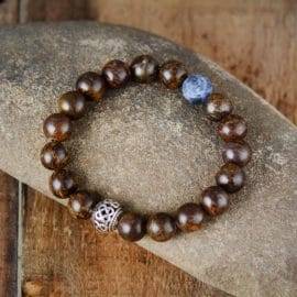 Bracelet Mala Tibétain en Bronzite Bijoux homme en pierre naturelle Bijoux pierre naturelle Bracelet pierre naturelle