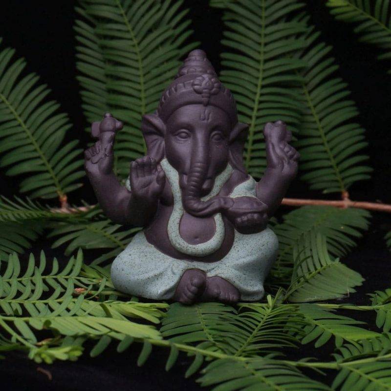 Statuette de Ganesh en céramique Statuette Bouddha Deco zen Couleur: Or
