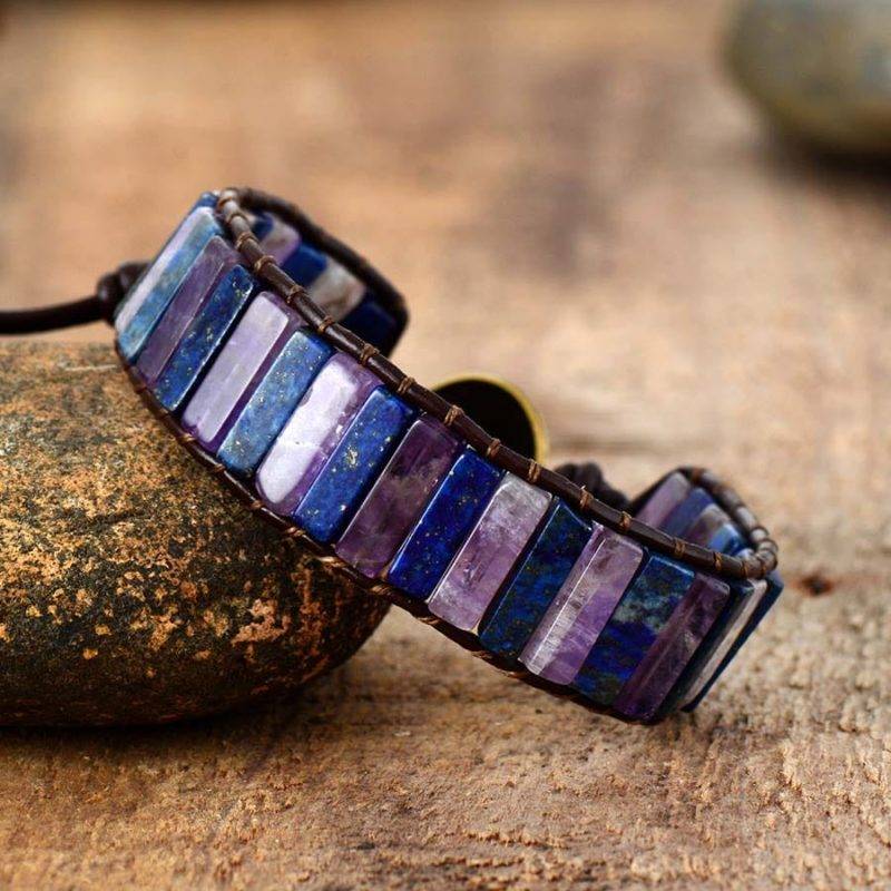Bracelet Anti Stress en Lapis-Lazuli et Améthyste