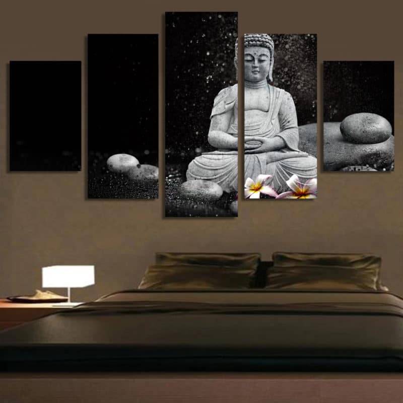 Tableau Bouddha en méditation 5 pièces Deco zen Tableaux zen