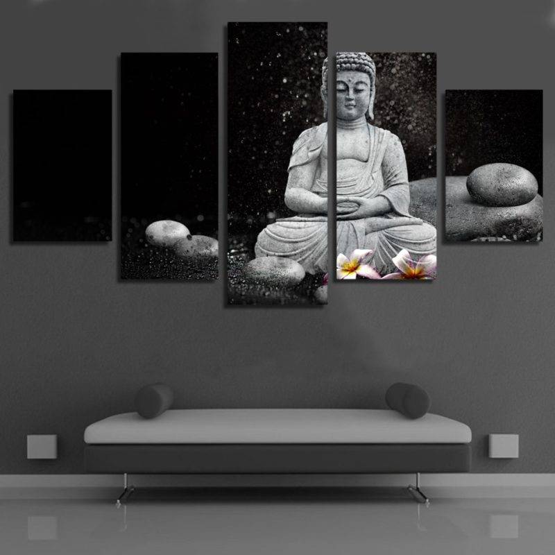 Tableau Bouddha en méditation 5 pièces Deco zen Tableaux zen