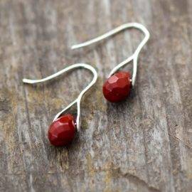 Boucles d&rsquo;Oreilles Pierre Naturelle « Jaspe Rouge » Bijoux pierre naturelle Boucles d'oreilles pierre naturelle