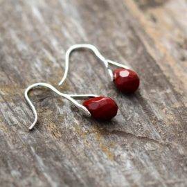 Boucles d&rsquo;Oreilles Pierre Naturelle « Jaspe Rouge » Bijoux pierre naturelle Boucles d'oreilles pierre naturelle