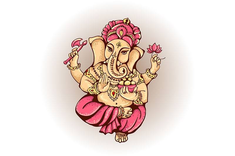 La divinité Ganesh habillée en rose