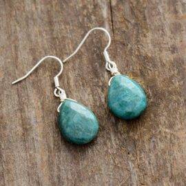 Boucles d&rsquo;Oreilles Pierre Naturelle d&rsquo;Amazonite Bijoux pierre naturelle Boucles d'oreilles pierre naturelle