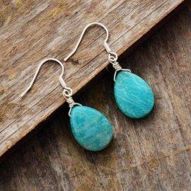 Boucles d&rsquo;Oreilles Pierre Naturelle d&rsquo;Amazonite Bijoux pierre naturelle Boucles d'oreilles pierre naturelle
