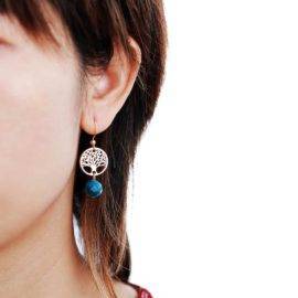 Boucles d&rsquo;Oreilles Pierre Naturelle « Arbre de Vie en Apatite » Bijoux pierre naturelle Boucles d'oreilles pierre naturelle