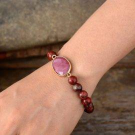Bracelet d&rsquo;amitié en Rhodonite Bijoux pierre naturelle Bracelet pierre naturelle