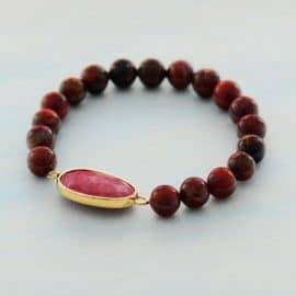 Bracelet d&rsquo;amitié en Rhodonite Bijoux pierre naturelle Bracelet pierre naturelle