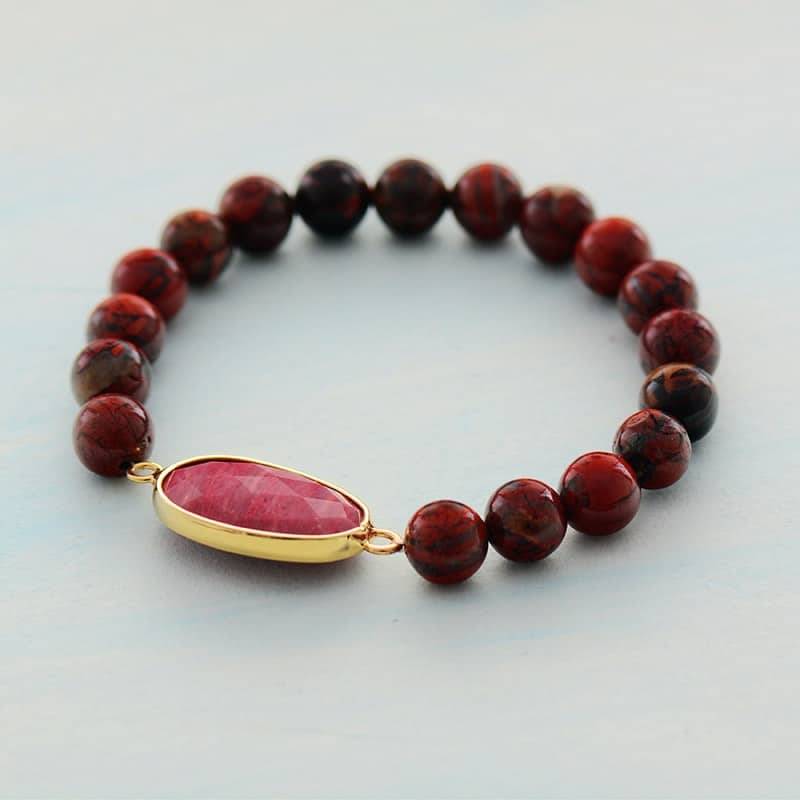 Bracelet d&rsquo;amitié en Rhodonite Bijoux pierre naturelle Bracelet pierre naturelle