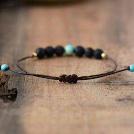 Bracelet Pierre de Lave Turquoise Bijoux homme en pierre naturelle Bijoux pierre naturelle Bracelet pierre naturelle