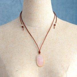 Collier Quartz Rose Tendresse Bijoux pierre naturelle Collier pierre naturelle