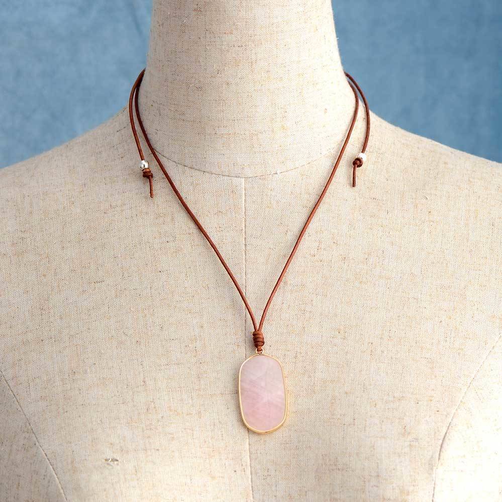 Collier Quartz Rose Tendresse Bijoux pierre naturelle Collier pierre naturelle