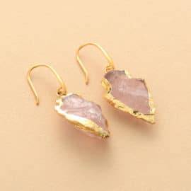 Boucles d&rsquo;Oreilles Pierre Naturelle « Flèche de Quartz » Bijoux pierre naturelle Boucles d'oreilles pierre naturelle