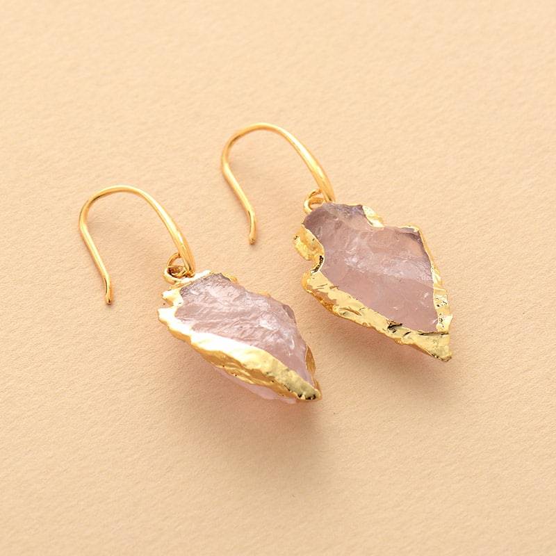 Boucles d&rsquo;Oreilles Pierre Naturelle « Flèche de Quartz » Bijoux pierre naturelle Boucles d'oreilles pierre naturelle
