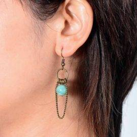Boucles d&rsquo;Oreilles Pierre Naturelle « Amazonite Vintage » Bijoux pierre naturelle Boucles d'oreilles pierre naturelle