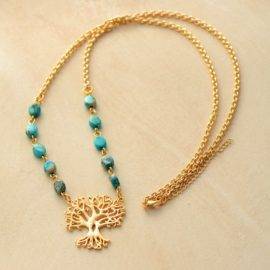 Collier « Arbre de Vie » en Jaspe Dorée Bijoux pierre naturelle Collier pierre naturelle