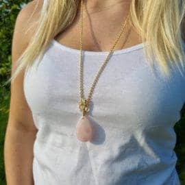 Collier Goutte en Quartz Rose Bijoux pierre naturelle Collier pierre naturelle